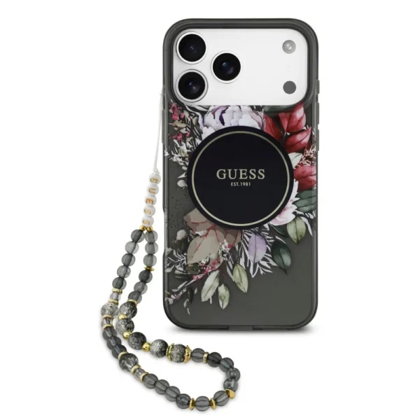 Guess iPhone 17 Pro Max hoesje MagSafe bloemen zwart