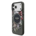 Guess iPhone 17 Pro Max Backcover hoesje - Magsafe - IML Flowers with Pearl Strap - Zwart - Afbeelding 3