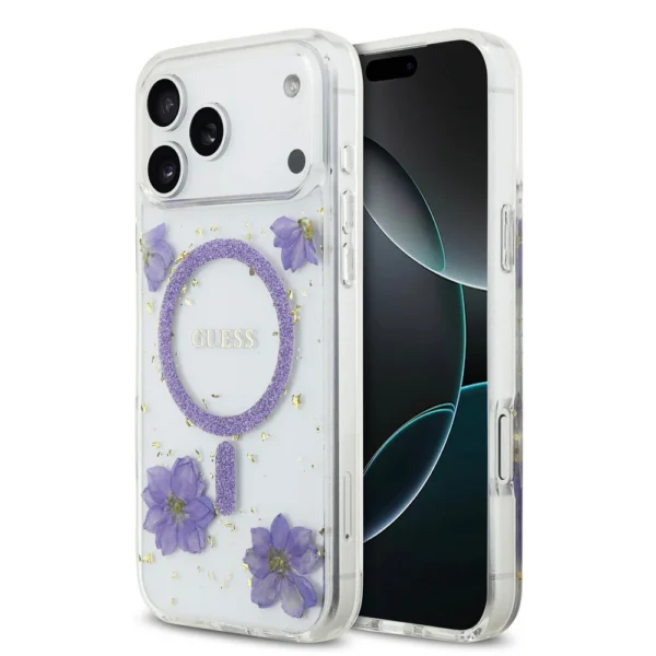 iPhone 17 Pro Max MagSafe hoesje paars bloemen