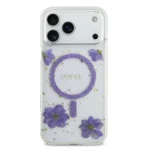 Guess iPhone 17 Pro Max Backcover hoesje - Magsafe - Resin Flowers Design - Paars - Afbeelding 3