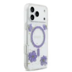 Guess iPhone 17 Pro Max Backcover hoesje - Magsafe - Resin Flowers Design - Paars - Afbeelding 2