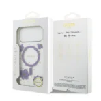 Guess iPhone 17 Pro Max Backcover hoesje - Magsafe - Resin Flowers Design - Paars - Afbeelding 9