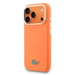 Lacoste 17 Pro Backcover hoesje - MagSafe - Metal Edges And Logo - Oranje - Afbeelding 4