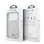 Lacoste 17 Pro Backcover hoesje - MagSafe - Metal Edges And Logo - Grijs - Afbeelding 9