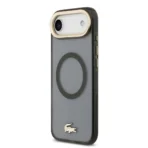 Lacoste iPhone 17 Air Backcover hoesje - MagSafe - Transparent Case With Frosted Finish - Gold Edge - Zwart - Image 4