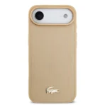 Lacoste iPhone 17 Air Backcover hoesje - MagSafe - Monogramme Print With Gold Logo - Beige - Afbeelding 3