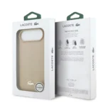 Lacoste iPhone 17 Air Backcover hoesje - MagSafe - Monogramme Print With Gold Logo - Beige - Afbeelding 9