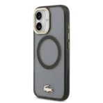 Lacoste iPhone 17 Backcover hoesje - MagSafe - Transparent Case With Frosted Finish - Gold Edge - Zwart - Image 4