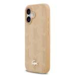 Lacoste iPhone 17 Backcover hoesje - MagSafe - Monogramme Print With Gold Logo - Beige - Afbeelding 4