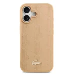 Lacoste iPhone 17 Backcover hoesje - MagSafe - Monogramme Print With Gold Logo - Beige - Afbeelding 3