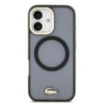 Lacoste iPhone 17 Backcover hoesje - MagSafe - Transparent Case With Frosted Finish - Gold Edge - Zwart - Image 3