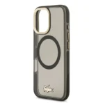 Lacoste iPhone 17 Backcover hoesje - MagSafe - Transparent Case With Frosted Finish - Gold Edge - Zwart - Image 6
