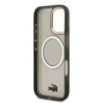 Lacoste iPhone 17 Backcover hoesje - MagSafe - Transparent Case With Frosted Finish - Gold Edge - Zwart - Image 5