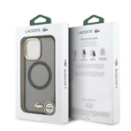 Lacoste iPhone 17 Backcover hoesje - MagSafe - Transparent Case With Frosted Finish - Gold Edge - Zwart - Image 8