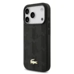Lacoste iPhone 17 Pro Backcover hoesje - MagSafe - Monogramme Print With Gold Logo - Zwart - Afbeelding 2