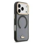 Lacoste iPhone 17 Pro Backcover hoesje - MagSafe - Transparent Case With Frosted Finish - Gold Edge - Zwart - Afbeelding 4