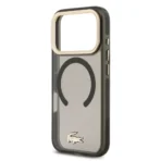 Lacoste iPhone 17 Pro Backcover hoesje - MagSafe - Transparent Case With Frosted Finish - Gold Edge - Zwart - Afbeelding 6