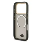 Lacoste iPhone 17 Pro Backcover hoesje - MagSafe - Transparent Case With Frosted Finish - Gold Edge - Zwart - Afbeelding 5