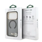 Lacoste iPhone 17 Pro Backcover hoesje - MagSafe - Transparent Case With Frosted Finish - Gold Edge - Zwart - Afbeelding 8