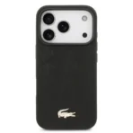 Lacoste iPhone 17 Pro Backcover hoesje - MagSafe - Monogramme Print With Gold Logo - Zwart - Afbeelding 3