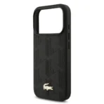 Lacoste iPhone 17 Pro Backcover hoesje - MagSafe - Monogramme Print With Gold Logo - Zwart - Afbeelding 6