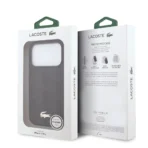 Lacoste iPhone 17 Pro Backcover hoesje - MagSafe - Monogramme Print With Gold Logo - Zwart - Afbeelding 8