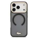 Lacoste iPhone 17 Pro Backcover hoesje - MagSafe - Transparent Case With Frosted Finish - Gold Edge - Zwart - Afbeelding 3