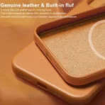 Apple iPhone 14 PU Leer Magsafe Zadel Bruin Hoesje - Image 2