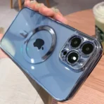 Apple iPhone 15 Pro Max met Camerabescherming Magsafe Licht Blauw Hoesje
