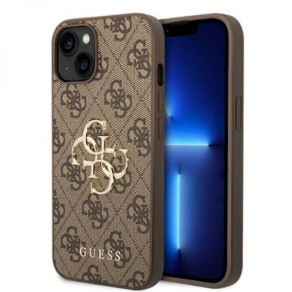 product-90558-600x600-1.webp APPLE iPhone 15 ORIGINEEL GUESS HOESJE 4G BIG METAL LOGO BRUIN HOESJE - Image 1