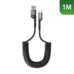 Rixus RXUC17AC Spring Type-C Charging Cable Black