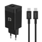 Thuislader PD 45W GaN dual poort met USB-C naar USB-C kabel - Zwart