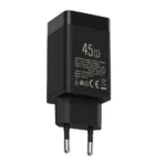 Thuislader PD 45W GaN dual poort met USB-C naar USB-C kabel - Zwart - Afbeelding 4