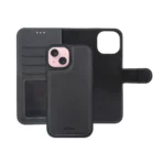 Rixus Magnetic Folio Wallet Cover For Apple iPhone 16 Black