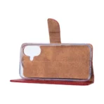 Rixus Executive Folio Wallet Case For Apple iPhone 16 Plus Dark Red - Image 4