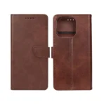 Rixus Smart Folio Book Case For Apple iPhone 16 Pro Brown - Image 3
