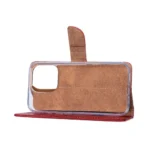 Rixus Leather Style Flip Cover For Apple iPhone 16 Pro Max Dark Red - Image 4