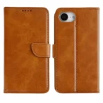 Rixus MagBook Wallet Case For Apple iPhone 16e 17e Light Brown - Image 5