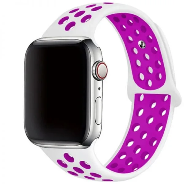 Sportband – Apple Watch Bandje 42/44/ 45/49 mm Roze Wit - Image 1