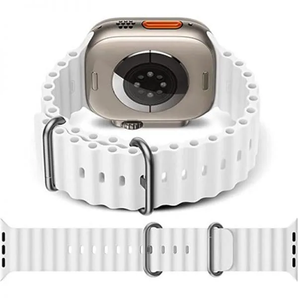 Horloge Bandje Geschikt voor Apple Watch- Ocean Sportband-iWatch 42/44/ 45/49 mm Wit Kleur - Image 2
