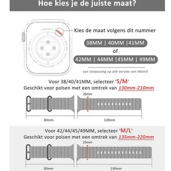 Horloge Bandje Geschikt voor Apple Watch- Ocean Sportband-iWatch 42/44/ 45/49 mm Wit Kleur - Image 3