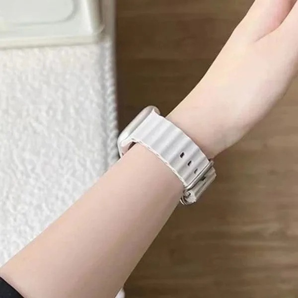 Horloge Bandje Geschikt voor Apple Watch- Ocean Sportband-iWatch 42/44/ 45/49 mm Wit Kleur - Image 5