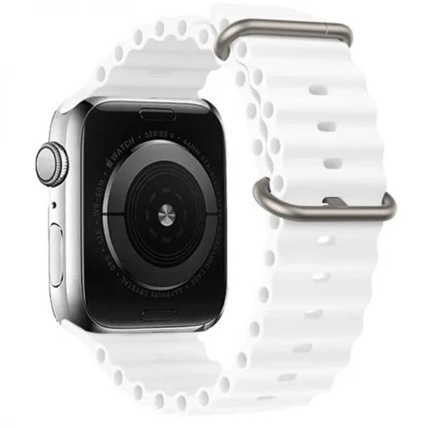 Horloge Bandje Geschikt voor Apple Watch- Ocean Sportband-iWatch 42/44/ 45/49 mm Wit Kleur - Image 4